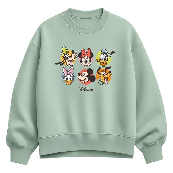Disney - Character Heads Women's Oversized Fleece Crew Sweatshirt