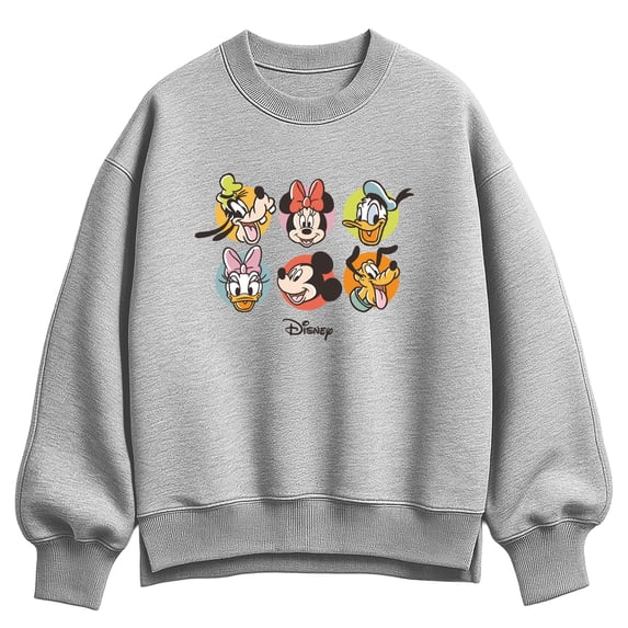 Disney - Character Heads Women's Oversized Fleece Crew Sweatshirt