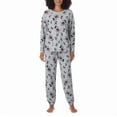 thumbnail image 1 of Disney Women's Mickey Mouse 2-Pc Printed Long Sleeve Soft Jersey Pajama Lounge Set (Gray, M), 1 of 2