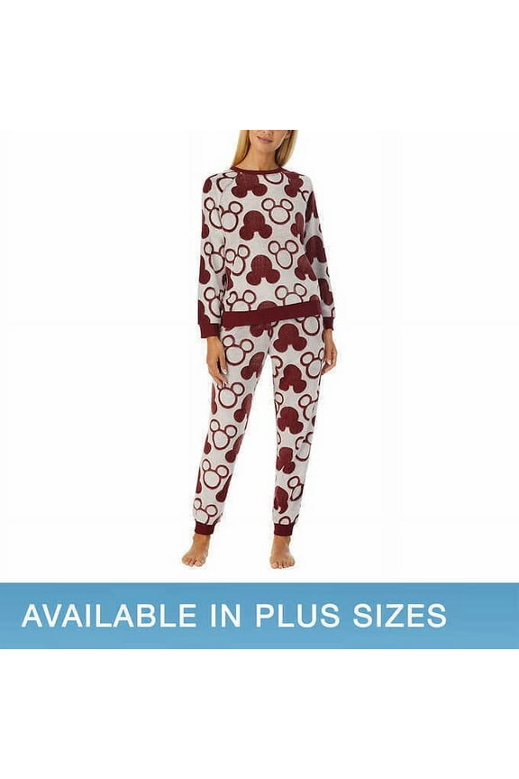 Character Ladies' Fleece 2-piece Pajama Set (XL, Mickey Mouse Burgundy) 1421925