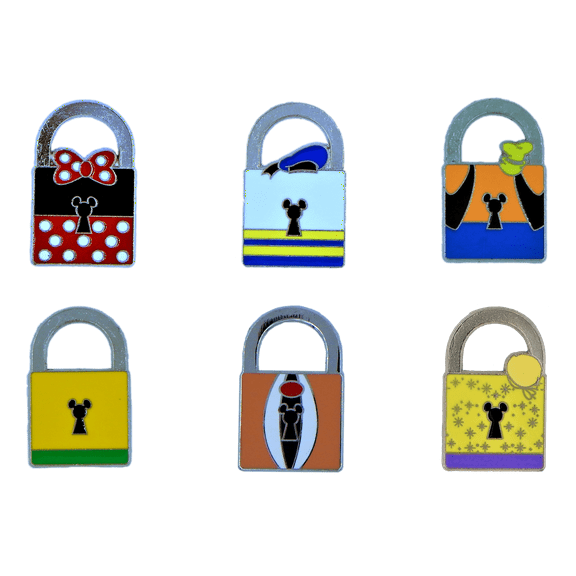 Disney Character Lock Collection 6 Specific Park Trading Pin Set Padlocks