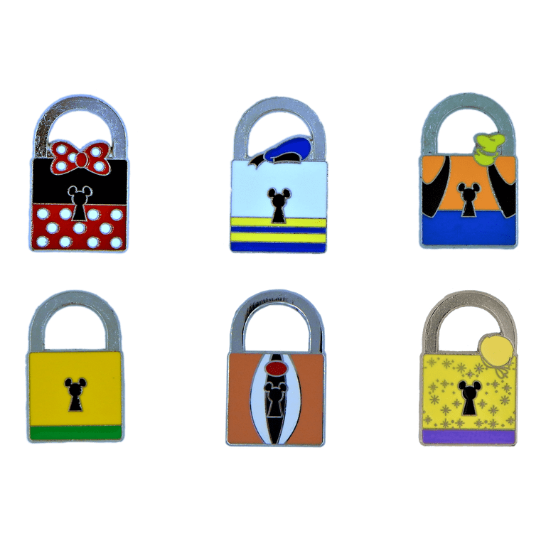 Disney Character Lock Collection 6 Specific Park Trading Pin Set