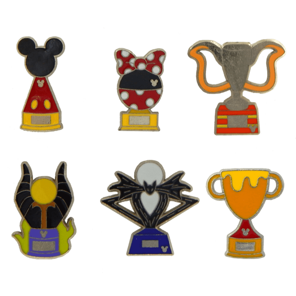 Disney Character Trophy Pins Collection 6 Specific Park Trading Pin Set New