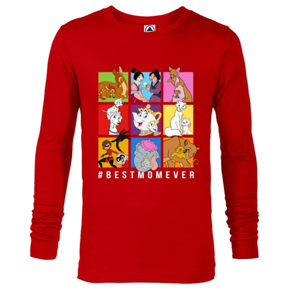 Disney Characters #BestMomEver Mother's Day - Long Sleeve T-Shirt for Men - Customized-New Red