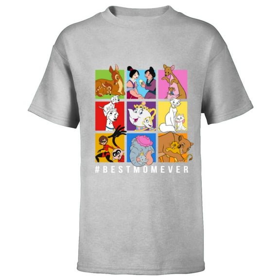Disney Characters #BestMomEver Mother's Day - Short Sleeve T-Shirt for Kids - Customized-Athletic Heather