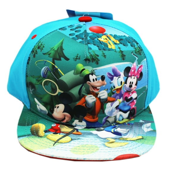 Disney Characters Camping Light Blue Colored Snapback Cap