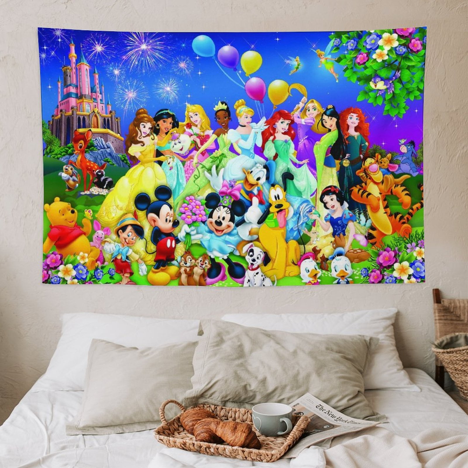 Disney-Characters Castle Tapestry,Disney-Characters Castle Tapestry Wall Hanging,Wall Hanging Backdrop Room Decor,Wall Tapestries for Bedroom Dorm Living Room,,40"x60"