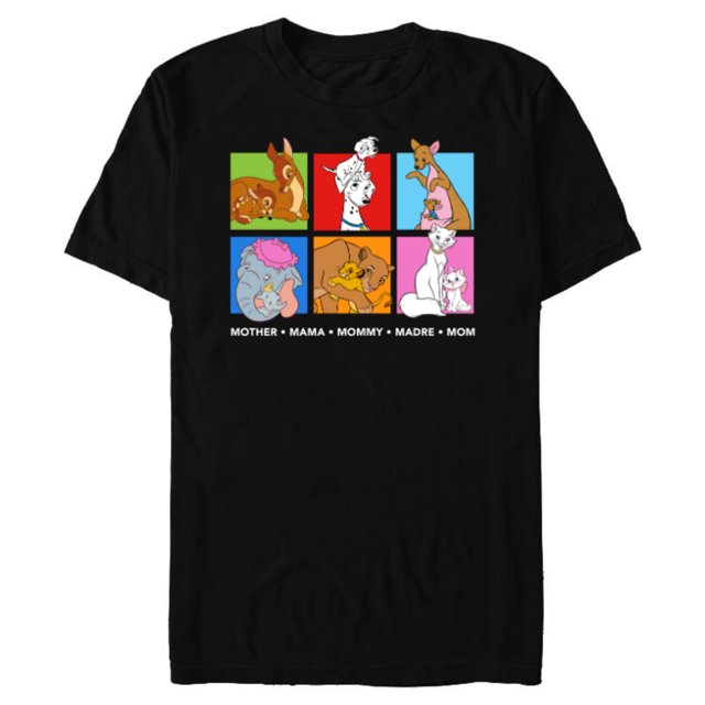 Disney Characters Colorful Mother's Day - Short Sleeve Blended T-Shirt for Adults - Customized-Black