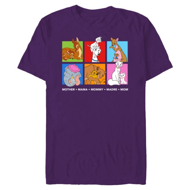 Disney Characters Colorful Mother's Day - Short Sleeve Blended T-Shirt for Adults - Customized-Purple