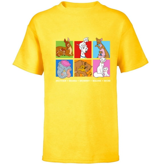 Disney Characters Colorful Mother's Day - Short Sleeve T-Shirt for Kids - Customized-Yellow