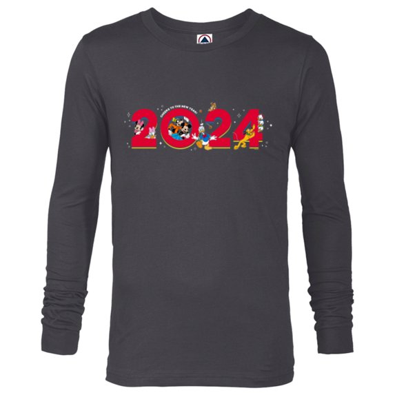 Disney Characters Mickey & More Cheers to the New Year 2024 - Long Sleeve T-Shirt for Men - Customized-Charcoal Heather