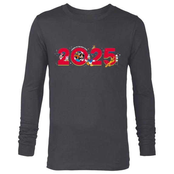 Disney Characters Mickey & Pals Cheers to the New Year 2025 - Long Sleeve T-Shirt for Men - Customized-Charcoal Heather
