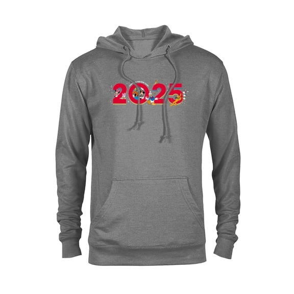 Disney Characters Mickey & Pals Cheers to the New Year 2025 - Pullover Hoodie for Adults - Customized-Athletic Heather