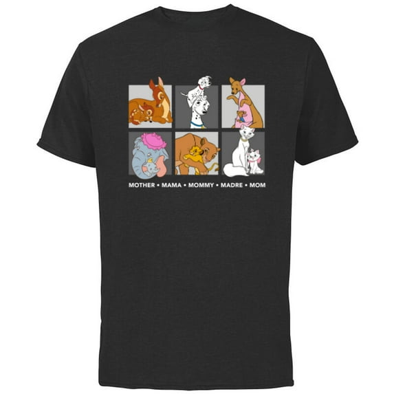 Disney Characters Neutral Mother's Day - Short Sleeve Cotton T-Shirt for Adults - Customized-Black