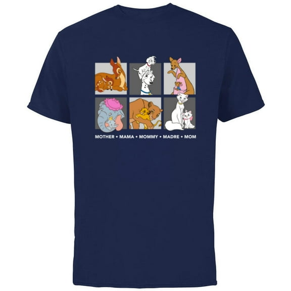 Disney Characters Neutral Mother's Day - Short Sleeve Cotton T-Shirt for Adults - Customized-Navy