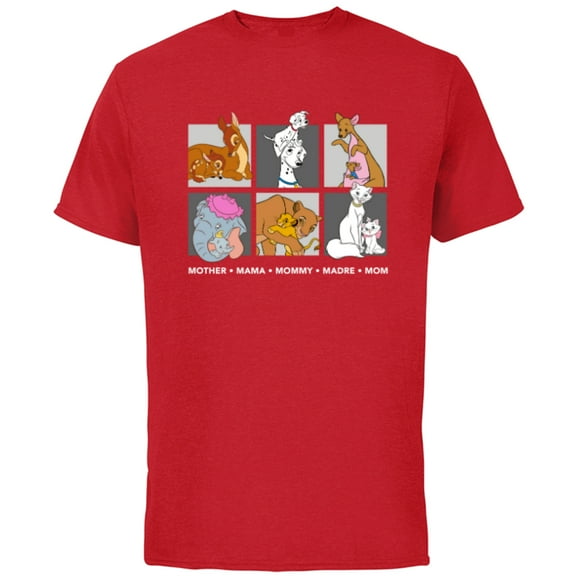 Disney Characters Neutral Mother's Day - Short Sleeve Cotton T-Shirt for Adults - Customized-Red