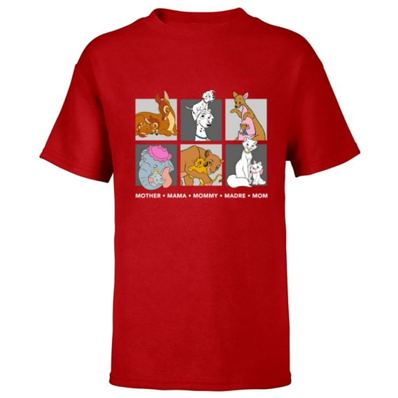 Disney Characters Neutral Mother's Day - Short Sleeve T-Shirt for Kids - Customized-Red