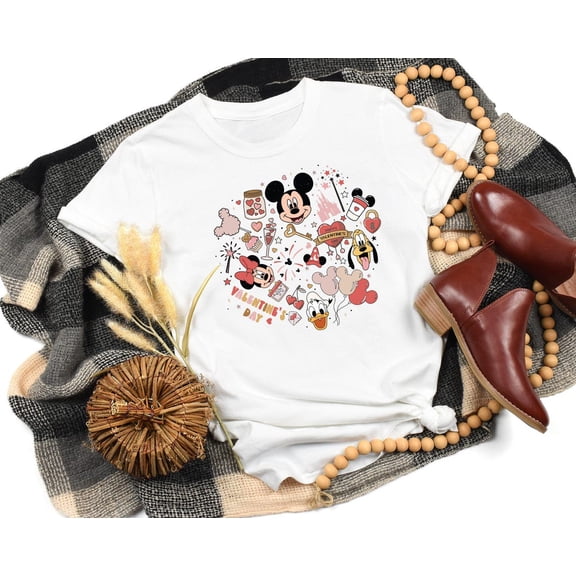 Disney Characters Valentines Day T-Shirt, Cute Valentines Day , Mickey And Friend Valentine Crewneck, Disney World Trip Shirt For Couple