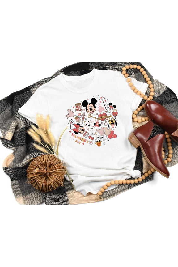 Disney Characters Valentines Day T-Shirt, Cute Valentines Day , Mickey And Friend Valentine Crewneck, Disney World Trip Shirt For Couple