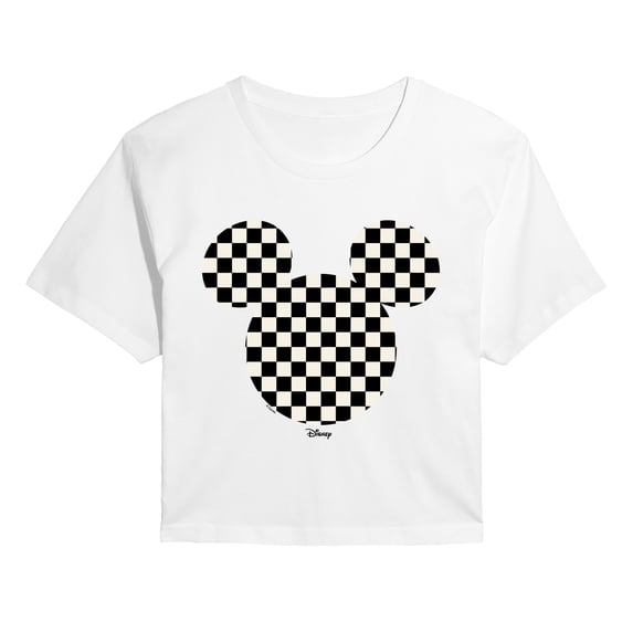Disney - Checkerboard Mickey Ears Cropped Graphic T-Shirt