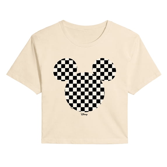 Disney - Checkerboard Mickey Ears Cropped Graphic T-Shirt