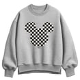 thumbnail image 1 of Disney - Checkerboard Mickey Ears Oversized Fleece Crew Sweatshirt, 1 of 3