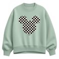 thumbnail image 1 of Disney - Checkerboard Mickey Ears Oversized Fleece Crew Sweatshirt, 1 of 4