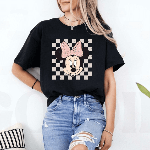 Disney Checkered Minnie Mouse Retro Girls Trip Vintage T-Shirt All Size S-5XL