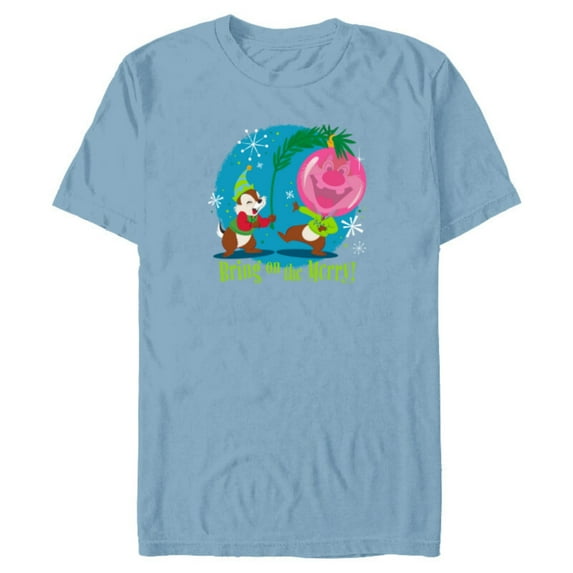 Disney Chip n’ Dale Bring On the Merrier Holiday - Short Sleeve Blended T-Shirt for Adults - Customized-Ocean Blue