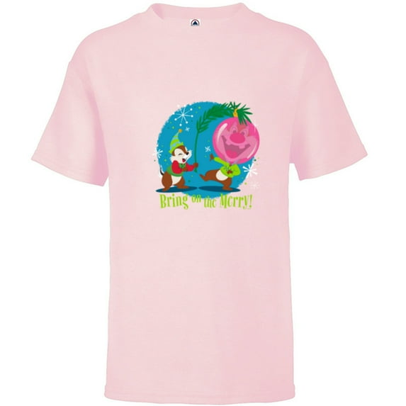 Disney Chip n’ Dale Bring On the Merrier Holiday - Short Sleeve T-Shirt for Kids - Customized-Soft Pink