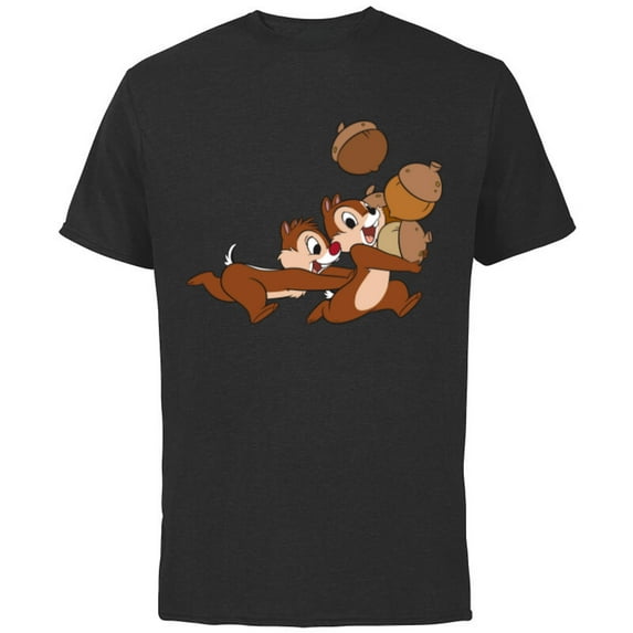 Disney Chip 'n Dale Chipmunks Acorn Run - Short Sleeve Cotton T-Shirt for Adults - Customized-Black