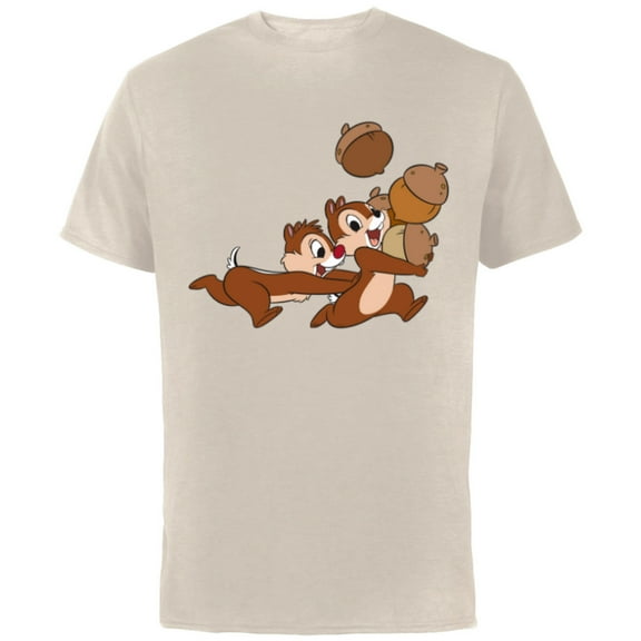 Disney Chip 'n Dale Chipmunks Acorn Run - Short Sleeve Cotton T-Shirt for Adults - Customized-Natural