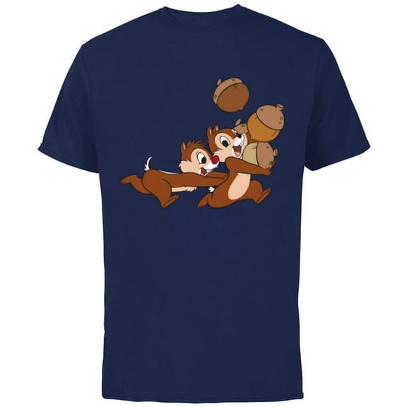 Disney Chip 'n Dale Chipmunks Acorn Run - Short Sleeve Cotton T-Shirt for Adults - Customized-Navy