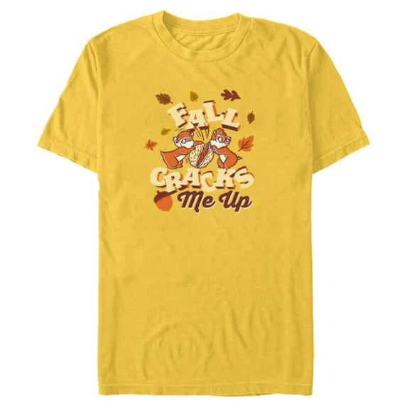 Disney Chip ‘n’ Dale Fall Cracks Me Up Funny Autumn - Short Sleeve Blended T-Shirt for Adults - Customized-Yellow