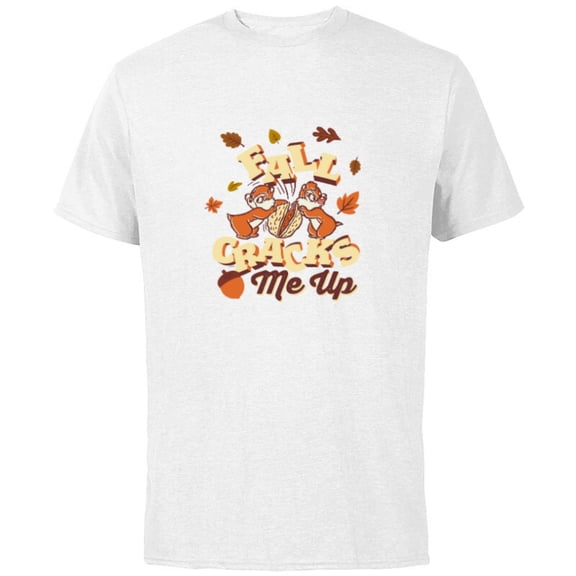 Disney Chip ‘n’ Dale Fall Cracks Me Up Funny Autumn - Short Sleeve Cotton T-Shirt for Adults - Customized-White