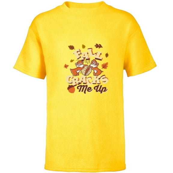 Disney Chip ‘n’ Dale Fall Cracks Me Up Funny Autumn - Short Sleeve T-Shirt for Kids - Customized-Yellow
