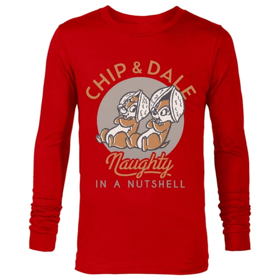 Disney Chip n Dale Naughty in a Nutshell - Long Sleeve T-Shirt for Men -Customized-New Red