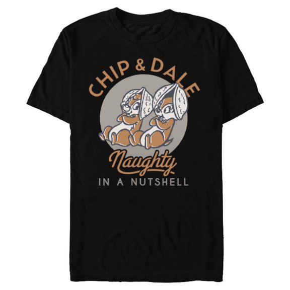 Disney Chip n Dale Naughty in a Nutshell - Short Sleeve Blended T-Shirt for Adults -Customized-Black