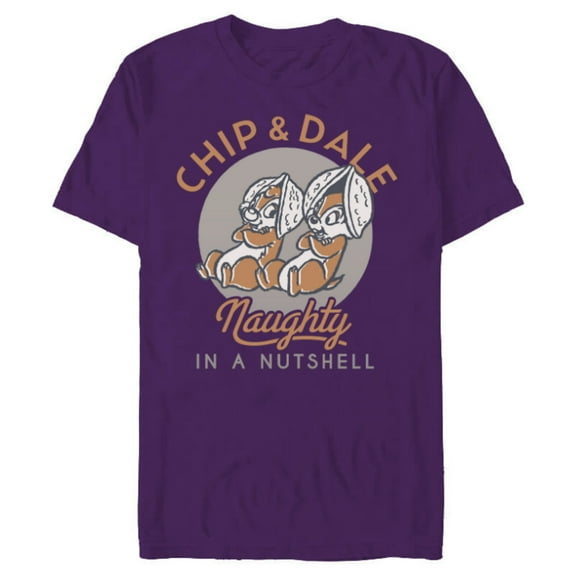 Disney Chip n Dale Naughty in a Nutshell - Short Sleeve Blended T-Shirt for Adults -Customized-Purple
