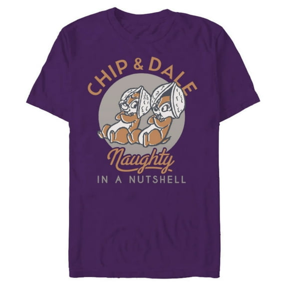 Disney Chip n Dale Naughty in a Nutshell - Short Sleeve Blended T-Shirt for Adults -Customized-Purple