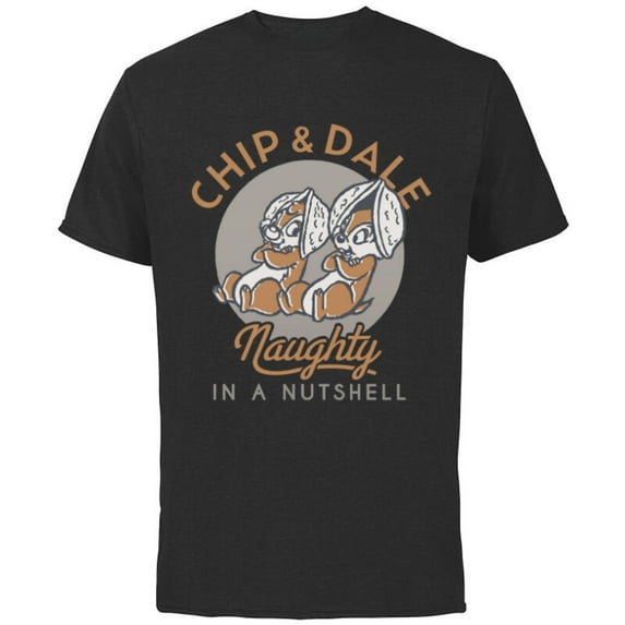 Disney Chip n Dale Naughty in a Nutshell - Short Sleeve Cotton T-Shirt for Adults -Customized-Black