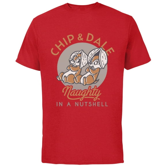 Disney Chip n Dale Naughty in a Nutshell - Short Sleeve Cotton T-Shirt for Adults -Customized-Red