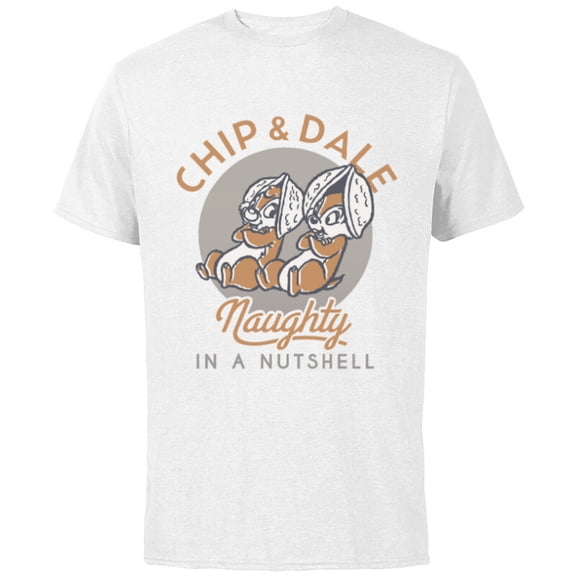 Disney Chip n Dale Naughty in a Nutshell - Short Sleeve Cotton T-Shirt for Adults -Customized-White