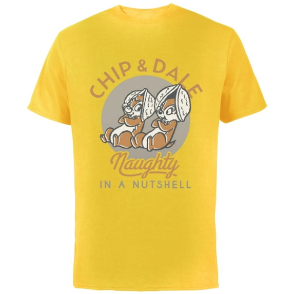 Disney Chip n Dale Naughty in a Nutshell - Short Sleeve Cotton T-Shirt for Adults -Customized-Yellow