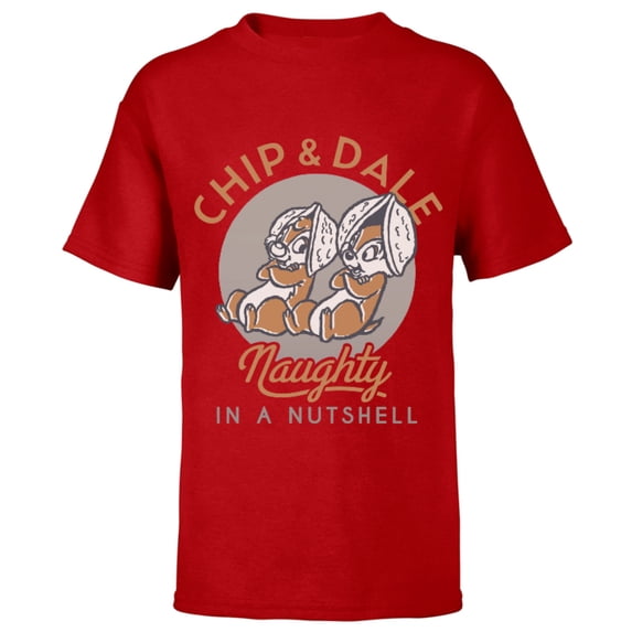 Disney Chip n Dale Naughty in a Nutshell - Short Sleeve T-Shirt for Kids -Customized-Red
