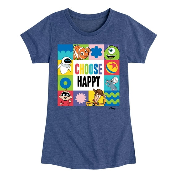 Disney - Choose Happy Grid - Toddler & Youth Girls Short Sleeve Graphic T-Shirt