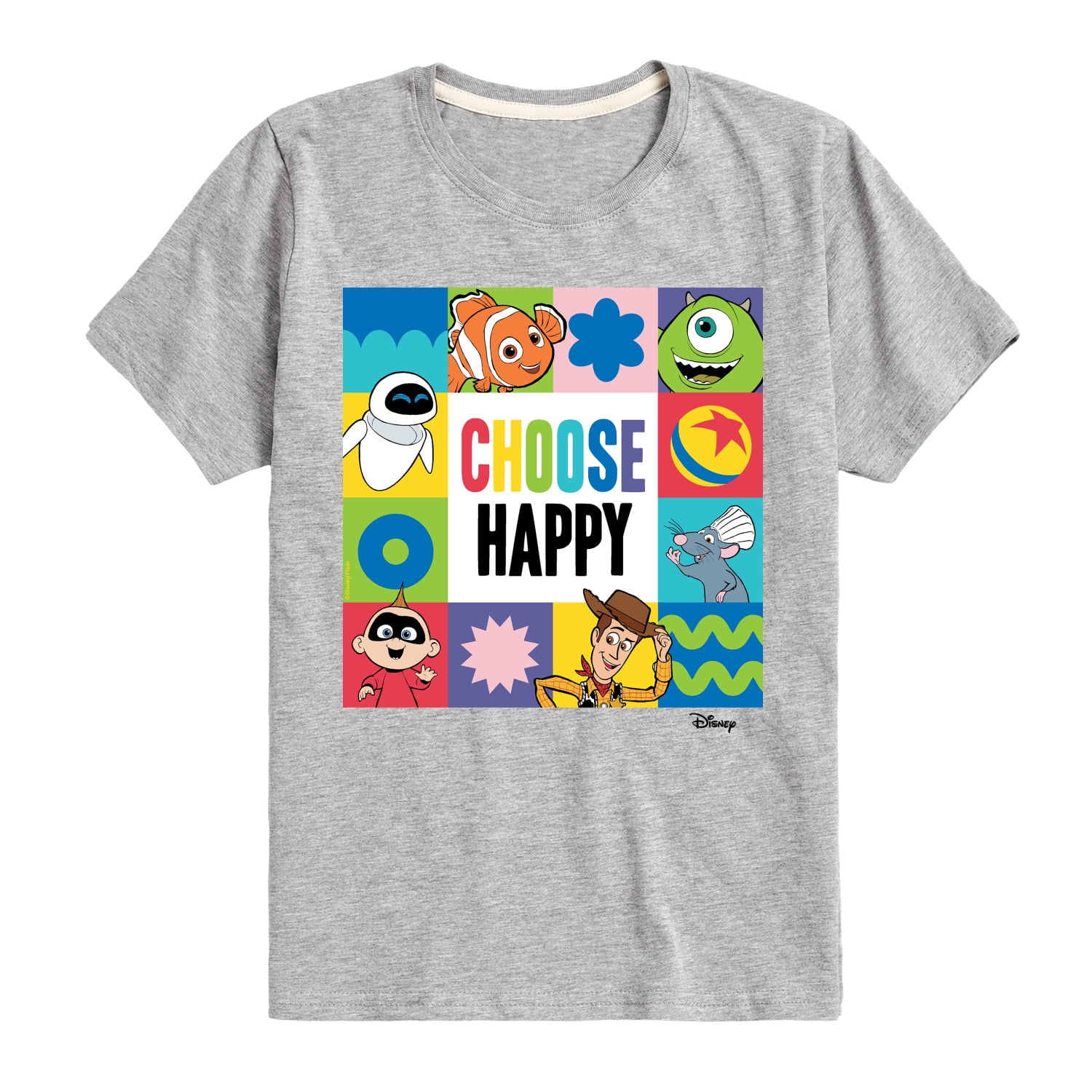 Disney - Choose Happy Grid - Toddler & Youth Short Sleeve Graphic T ...