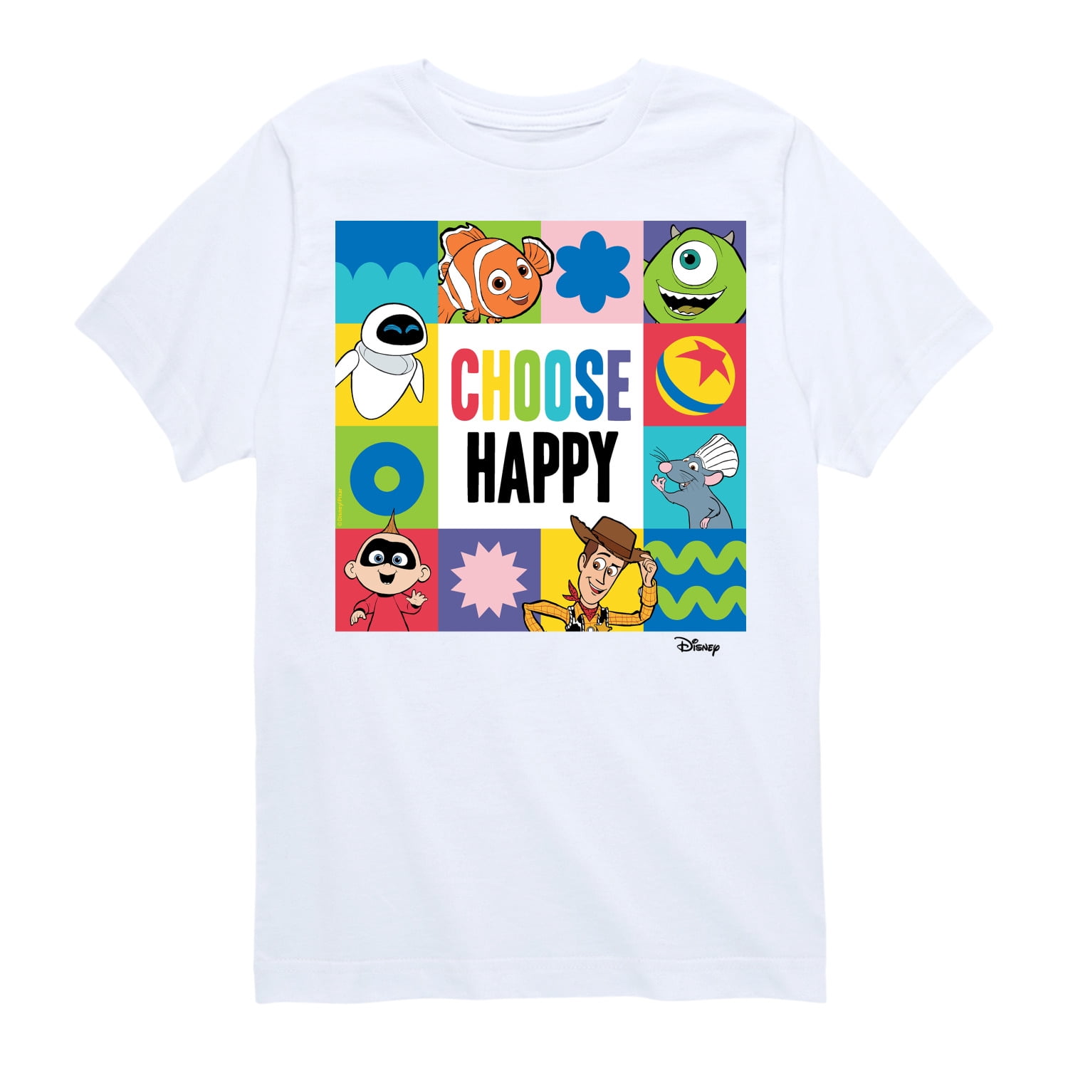 Disney - Choose Happy Grid - Toddler & Youth Short Sleeve Graphic T ...