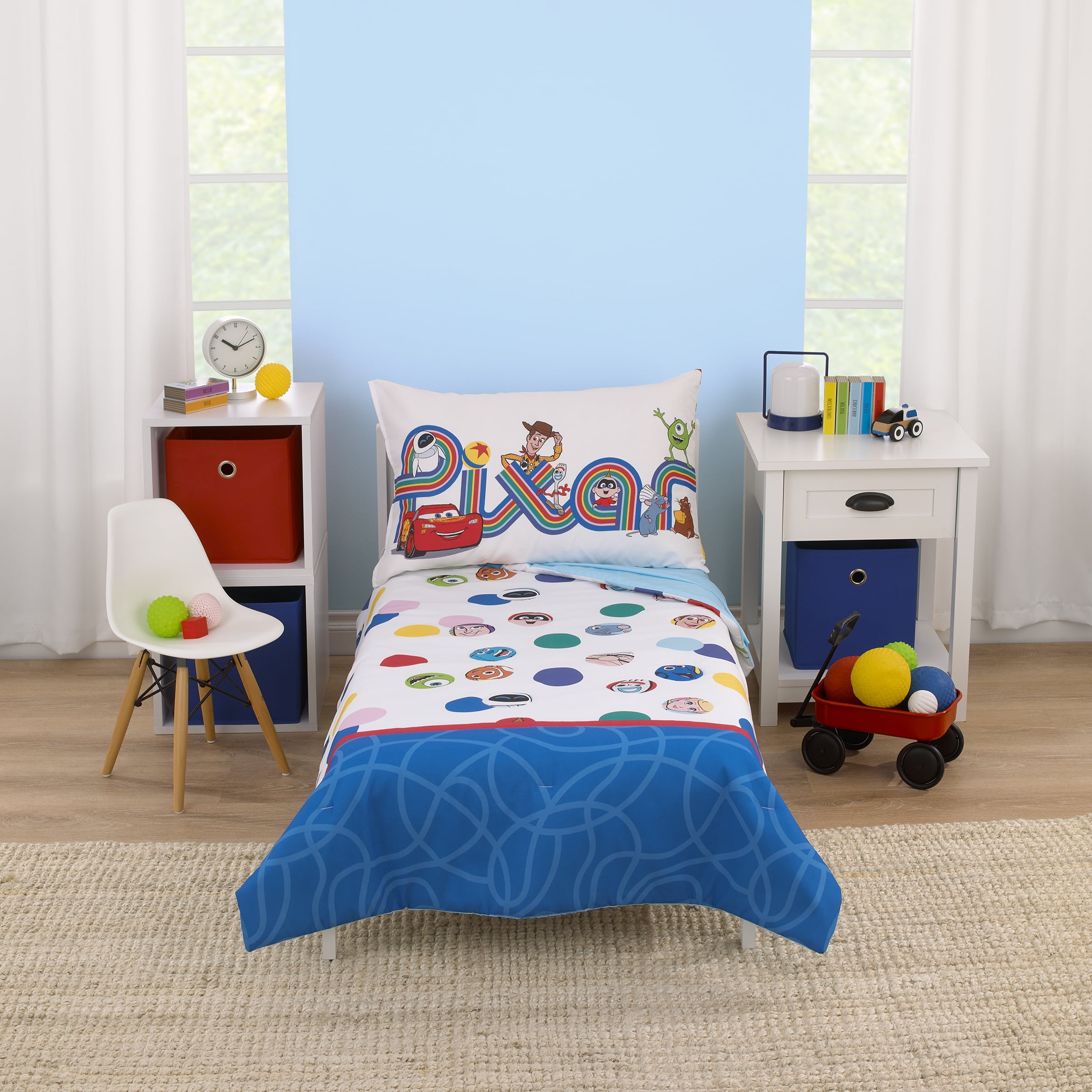 Blue Pixar Friends Reversible Toddler Comforter Set