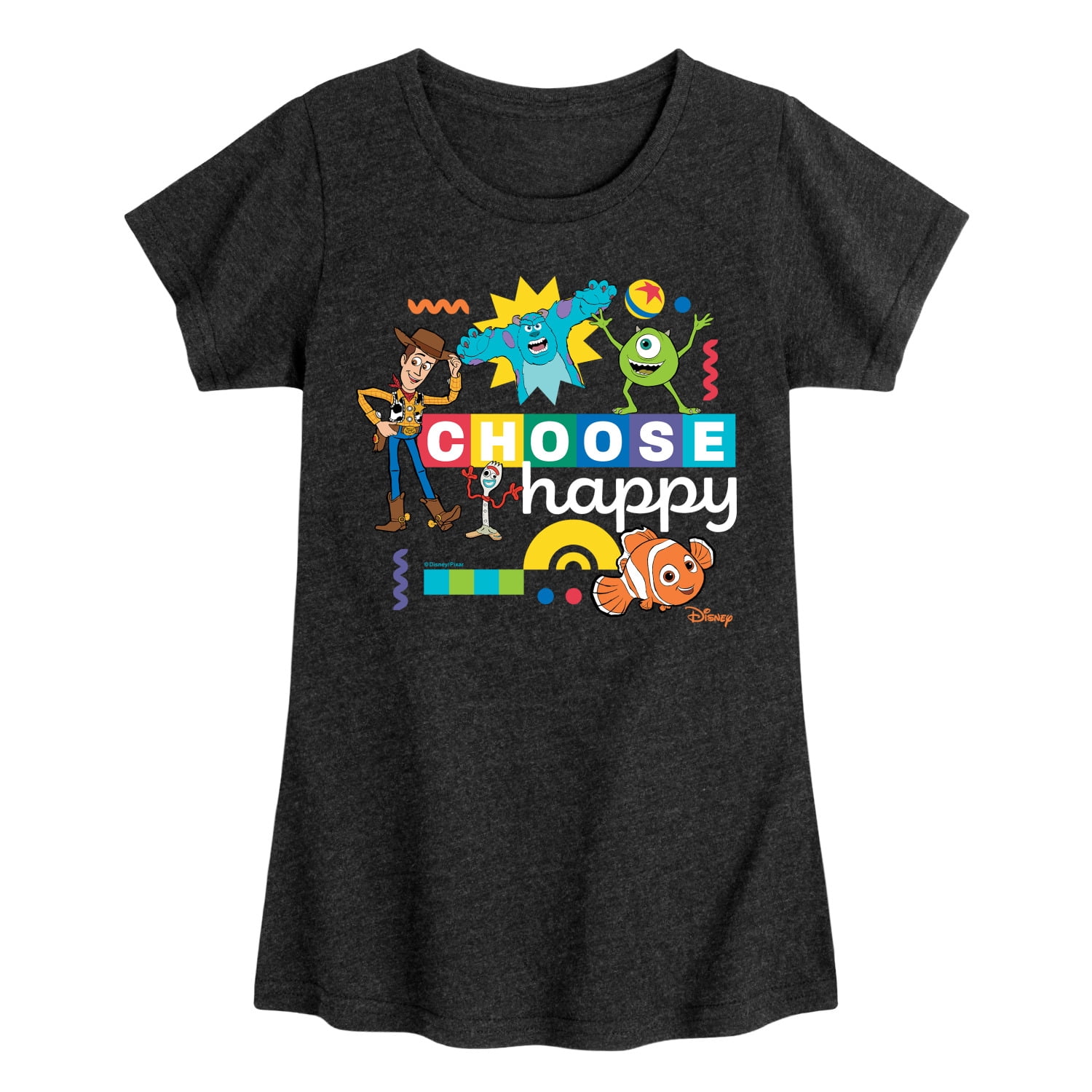 Disney - Choose Happy - Toddler & Youth Girls Short Sleeve Graphic T ...